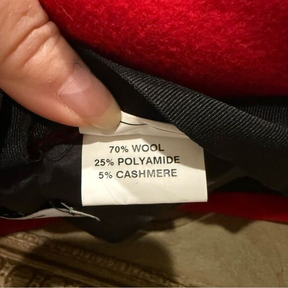 Peter James Wool Cashmere Blend Cloche Hat Black Red Trim - Picture 12 of 14